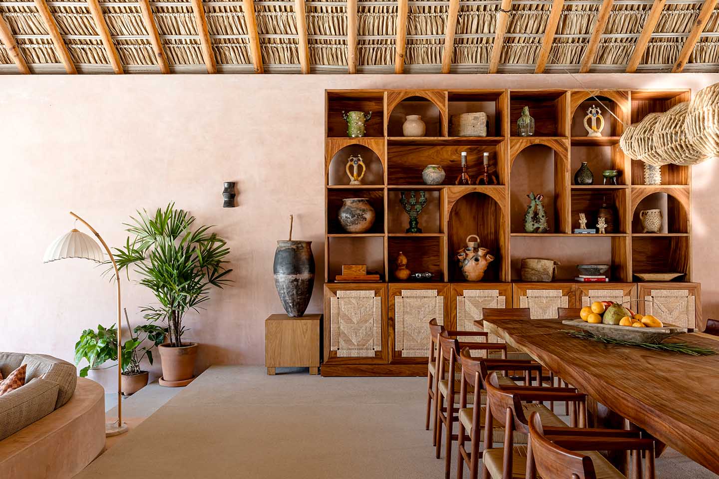 dining room librero with custom oaxacan ceramics 
