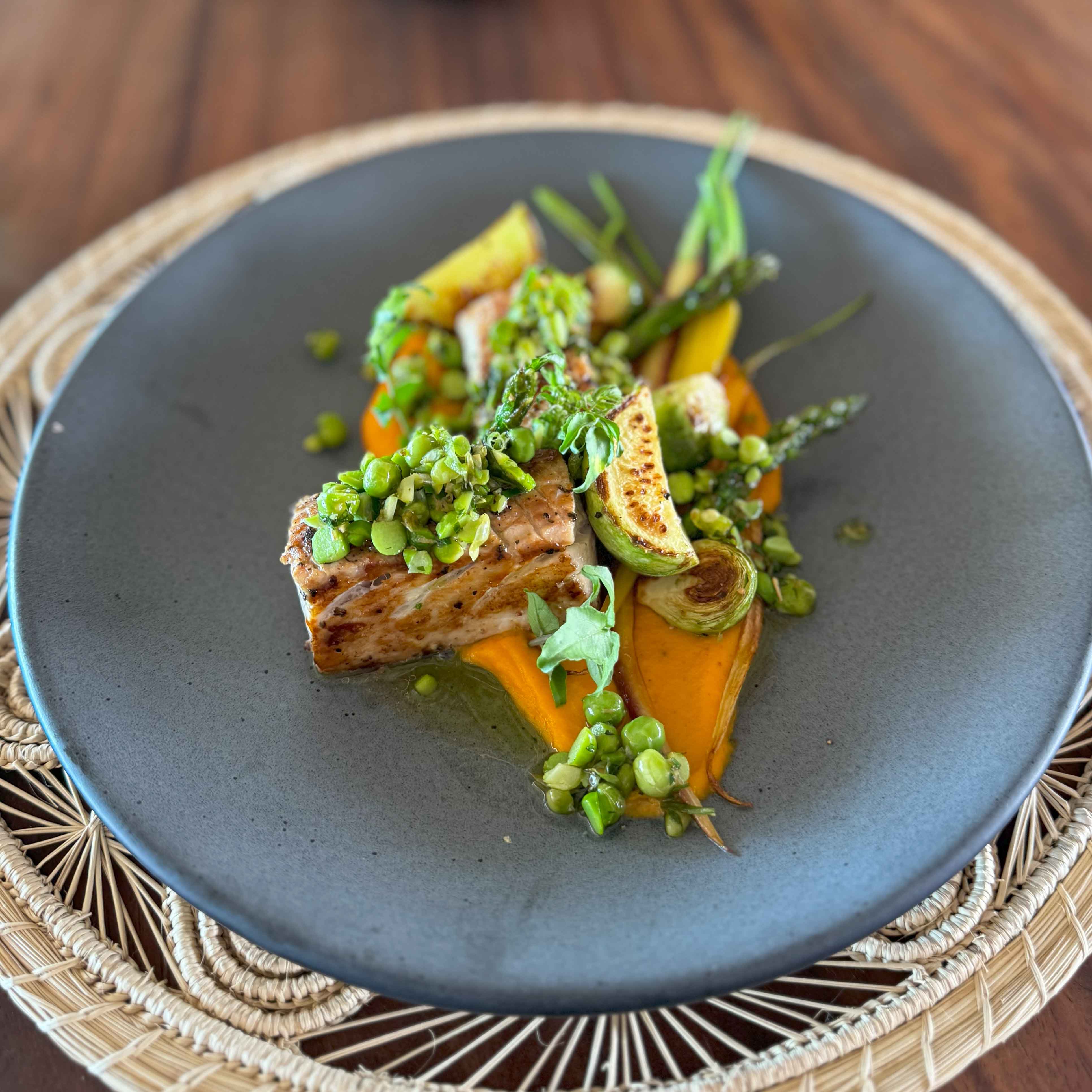 pan-seared fish with vegetables