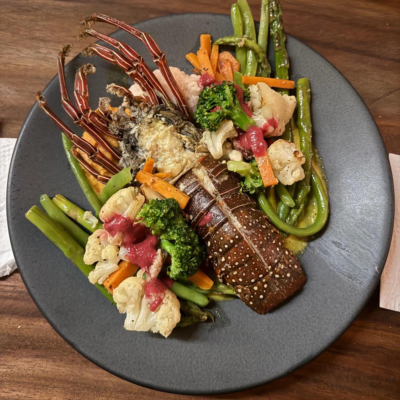 langostino with steamed vegetables